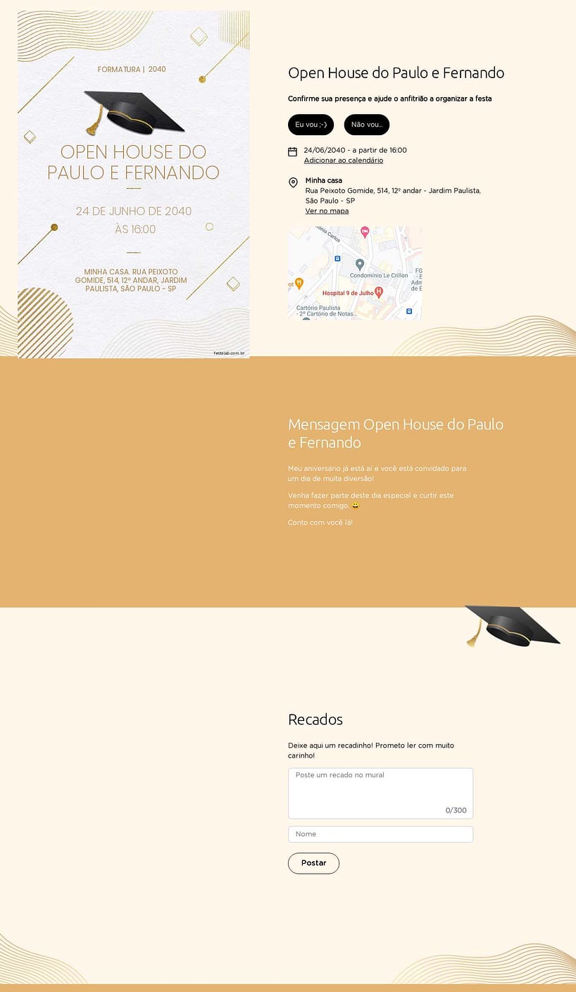 Convite Online Ocasiões especiais - Formatura Minimalista | FestaLab