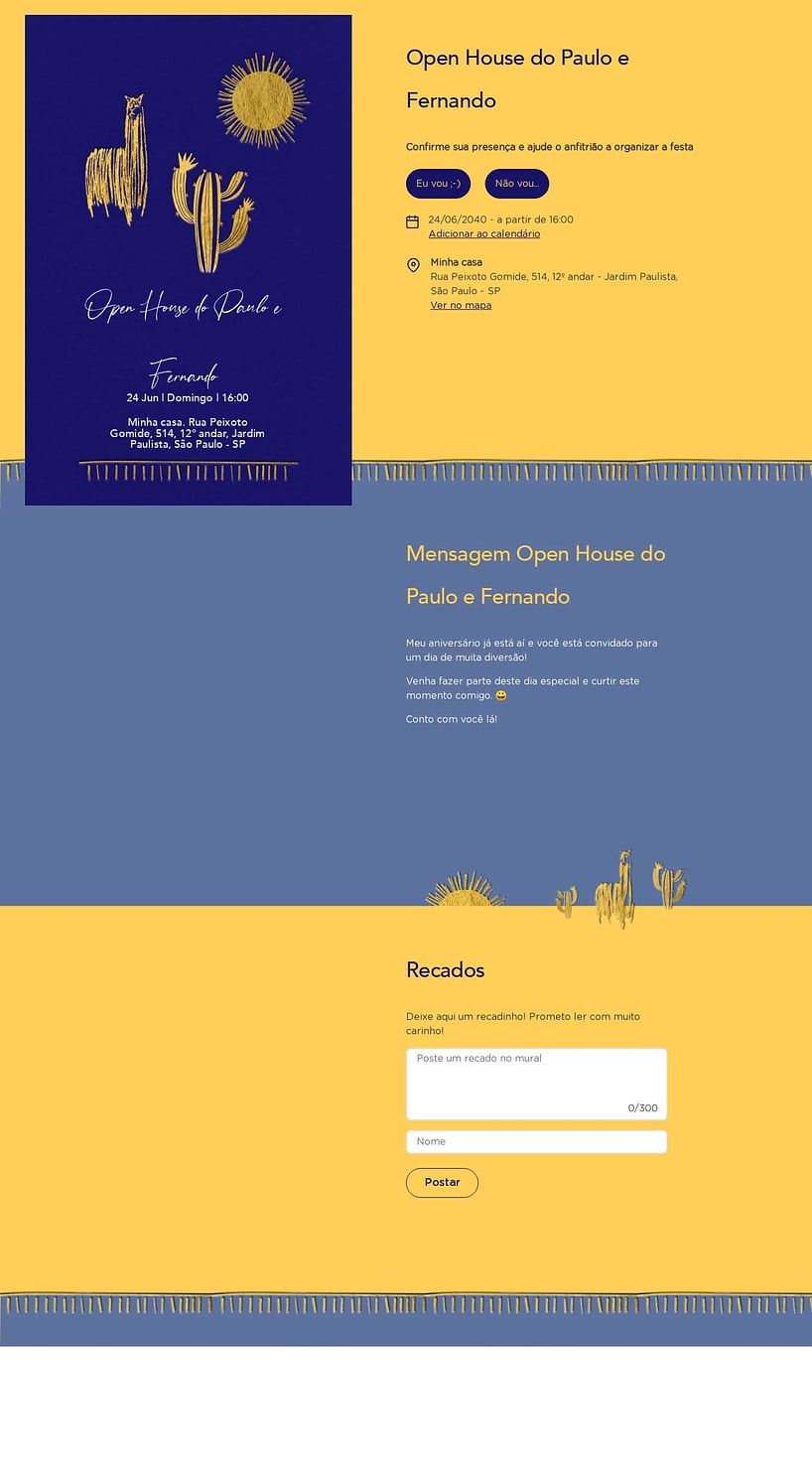 Convite Online Ocasiões especiais - Lhama Gold | FestaLab
