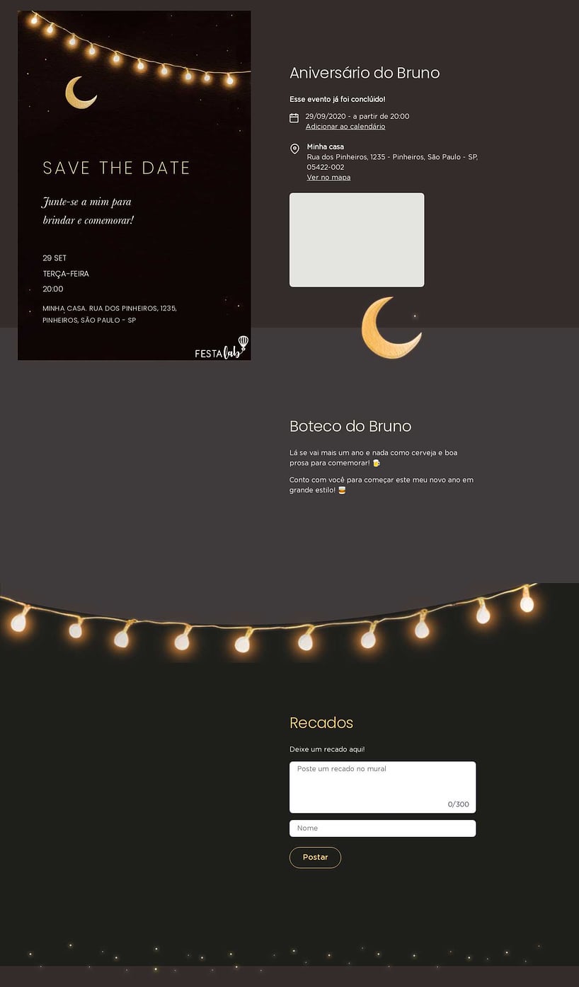 Convite Online Ocasiões especiais - Noite das Luzes | FestaLab